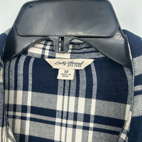 Lucky Brand Blue Bungalow Plaid Button Up Shirt Slouchy Tuxedo Back Size… - Picture 12 of 13